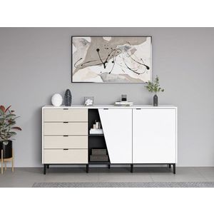 Consola, Minerva, Yelena, 180x90x45 cm, PAL, Alb / Negru / Gresie imagine