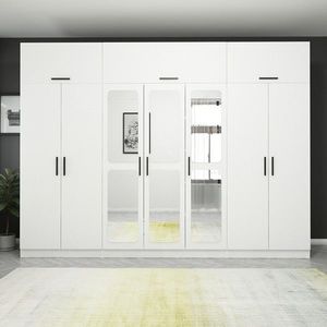 Dulap pentru haine, Minerva, Kale, 315x235x52 cm, PAL, Alb imagine