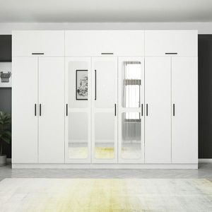 Dulap pentru haine, Minerva, Kale, 315x255x52 cm, PAL, Alb imagine