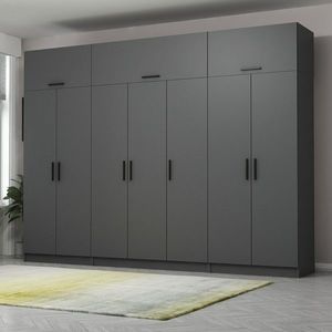 Dulap pentru haine, Minerva, Kale, 315x235x52 cm, PAL, Antracit imagine