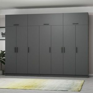 Dulap pentru haine, Minerva, Kale, 315x235x52 cm, PAL, Antracit imagine