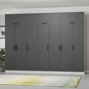Dulap pentru haine, Minerva, Kale, 315x235x52 cm, PAL, Antracit/Alb imagine