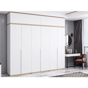Dulap pentru haine, Minerva, Kale Line, 270x206x52 cm, PAL, Alb imagine