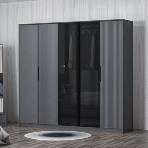 Dulap pentru haine, Minerva, Kate Luxe, 228x210x52 cm, PAL, Antracit imagine