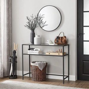 Dulap, Modara, By-4, 90x80x30 cm, Sticla temperata, Negru / Transparent imagine