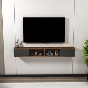 Comoda TV, Arnetti, Mayer, 140x19 cm, PAL, Nuc deschis / Antracit imagine