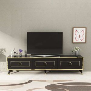 Comoda TV, Arnetti, Sona 180, 180x45 cm, PAL, Negru imagine