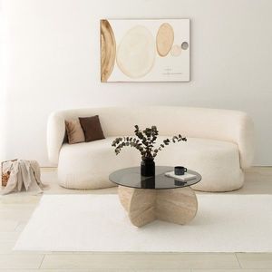 Masuta de cafea, Neostill, Bubble, Blat: 100% STICLA, Travertin / Fumure imagine
