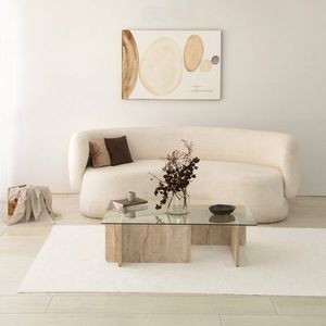 Masuta de cafea, Neostill, Escape, 105x30x65 cm, Blat: 100% STICLA, Travertin imagine