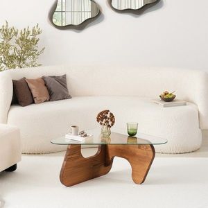 Masuta de cafea, Neostill, Freya, 86x36x66 cm, Sticla temperata, Castan imagine