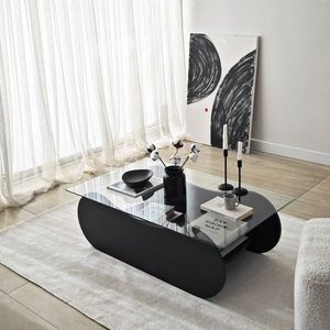 Masuta de cafea, Neostill, Brise, 105x35x65 cm, Sticla temperata, Negru/Transparent imagine