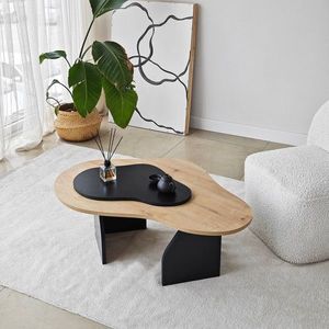 Masuta de cafea, Neostill, Melted, 105x35x65 cm, PAL melaminat, Stejar safir / negru imagine