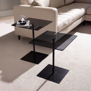 Set masute de cafea, Neostill, Elegante 2, Sticla temperata, Negru / Fume imagine