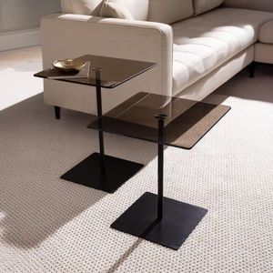 Set masute de cafea, Neostill, Elegante 2, Sticla temperata, Negru/Bronz imagine