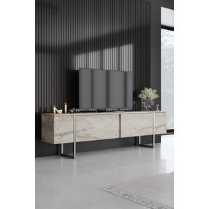 Comoda TV, Bexley, Luxe, 180x30x50 cm, PAL, Travertin / Argint imagine