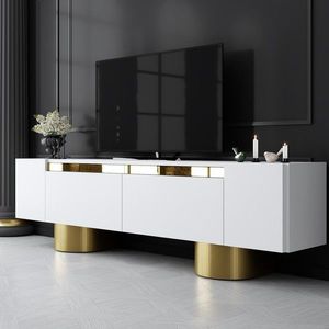 Comoda TV, Bexley, Bohem, 180x50x30 cm, PAL, Alb/Auriu imagine
