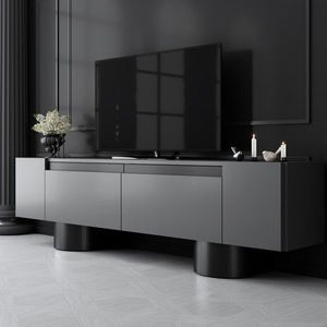 Comoda TV, Bexley, Bohem, 180x50x30 cm, PAL, Antracit / Negru imagine