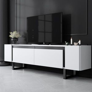 Comoda TV, Bexley, Yildiz, 180x50x30 cm, PAL, Alb/Negru imagine
