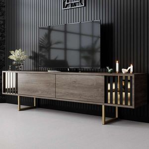 Comoda TV, Bexley, Gold Line, 180x30x48 cm, PAL, Nuc / Aur imagine