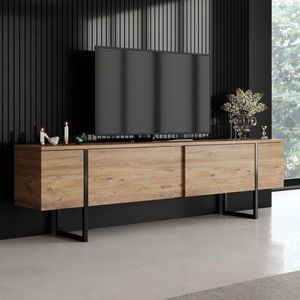 Comoda TV, Bexley, Luxe, 180x30x50 cm, PAL, Pin Atlantic / Negru imagine