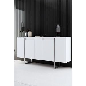 Consola, Bexley, Luxe, 160x35x80 cm, PAL, Alb / Argintiu imagine