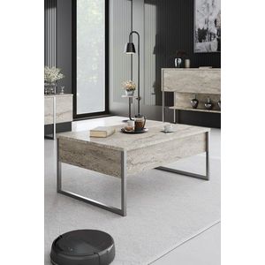 Masuta de cafea, Bexley, Luxe, 90x60x40 cm, PAL, Travertin / Argint imagine