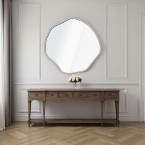 Oglinda decorativa, Lumisfera, Bowed 60 x 60, 60x60 cm, MDF, Argintiu imagine