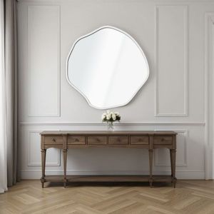 Oglinda decorativa, Lumisfera, Bowed 40 x 40, 40x40 cm, MDF, Alb imagine