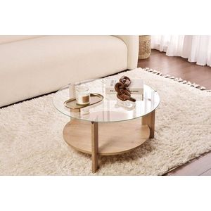 Masuta de cafea, Nordure, Clara, 75x40x75 cm, Sticla temperata , Stejar Safir / Transparent imagine