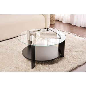Masuta de cafea, Nordure, Clara, 75x40x75 cm, Sticla temperata , Lemn negru / Transparent imagine