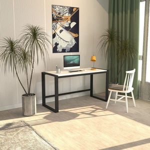 Birou, Caliente, Marsilya 122, 122x77x55 cm, PAL, Alb/Negru imagine