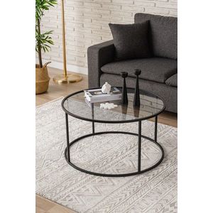 Masuta de cafea, Caliente, Startis 80, 80x43x80 cm, Sticla temperata, Negru / Fume imagine