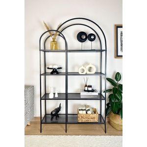 Corp biblioteca, Caliente, Twin, 100x175x30 cm, Sticla temperata, Negru / Fume imagine
