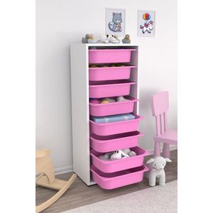 Dulap multifunctional, Estella, Cara 8N, PAL, Alb/Roz imagine