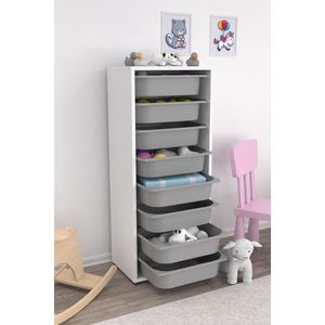 Dulap multifunctional, Estella, Cara 8N, PAL, Alb/Gri imagine