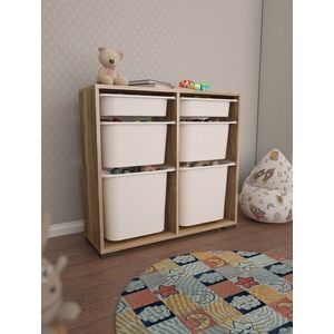 Dulap multifunctional, Estella, Carla, 90x84x30 cm, PAL, Nuc/Alb imagine