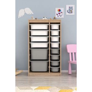 Dulap multifunctional, Estella, Montana Xs 2D4N8U, 69x112 cm, PAL, Sonomo Alb / Gri imagine