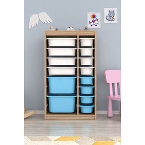 Dulap multifunctional, Estella, Montana Xs 2D4N8U, 69x112 cm, PAL, Sonomo / Alb / Albastru imagine
