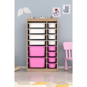 Dulap multifunctional, Estella, Montana Xs 2D4N8U, 69x112 cm, PAL, Sonomo Alb / Roz imagine