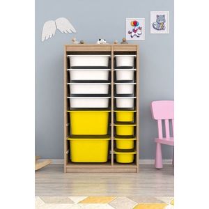 Dulap multifunctional, Estella, Montana Xs 2D4N8U, 69x112 cm, PAL, Sonomo Alb / Galben imagine