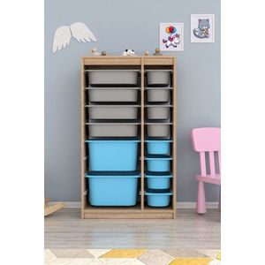 Dulap multifunctional, Estella, Montana Xs 2D4N8U, 69x112 cm, PAL, Gri Sonomo / Albastru imagine
