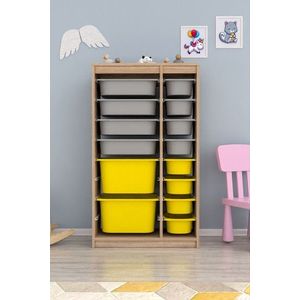 Dulap multifunctional, Estella, Montana Xs 2D4N8U, 69x112 cm, PAL, Gri Sonomo / Galben imagine