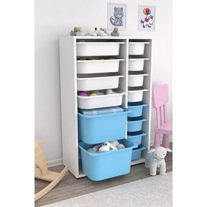 Dulap multifunctional, Estella, Rine 2D4K8U, PAL, Alb/Albastru imagine