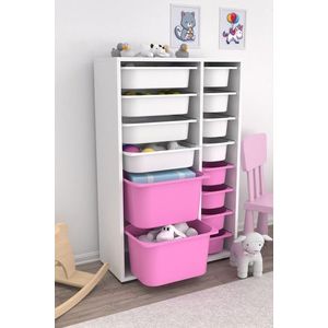 Dulap multifunctional, Estella, Rine 2D4K8U, PAL, Alb/Roz imagine