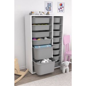 Dulap multifunctional, Estella, Rine 2D4K8U, PAL, Alb/Gri imagine