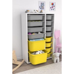Dulap multifunctional, Estella, Rine 2D4K8U, PAL, Alb / Gri / Galben imagine