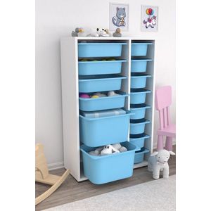 Dulap multifunctional, Estella, Rine 2D4K8U, PAL, Alb/Albastru imagine