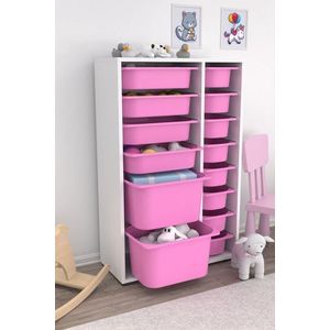 Dulap multifunctional, Estella, Rine 2D4K8U, PAL, Alb/Roz imagine