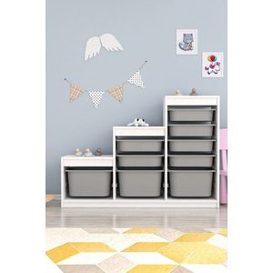 Dulap multifunctional, Estella, Swiss, 132x93x30 cm, PAL, Alb/Gri imagine