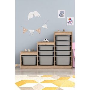 Dulap multifunctional, Estella, Swiss, 132x93x30 cm, PAL, Sonomo Gray imagine